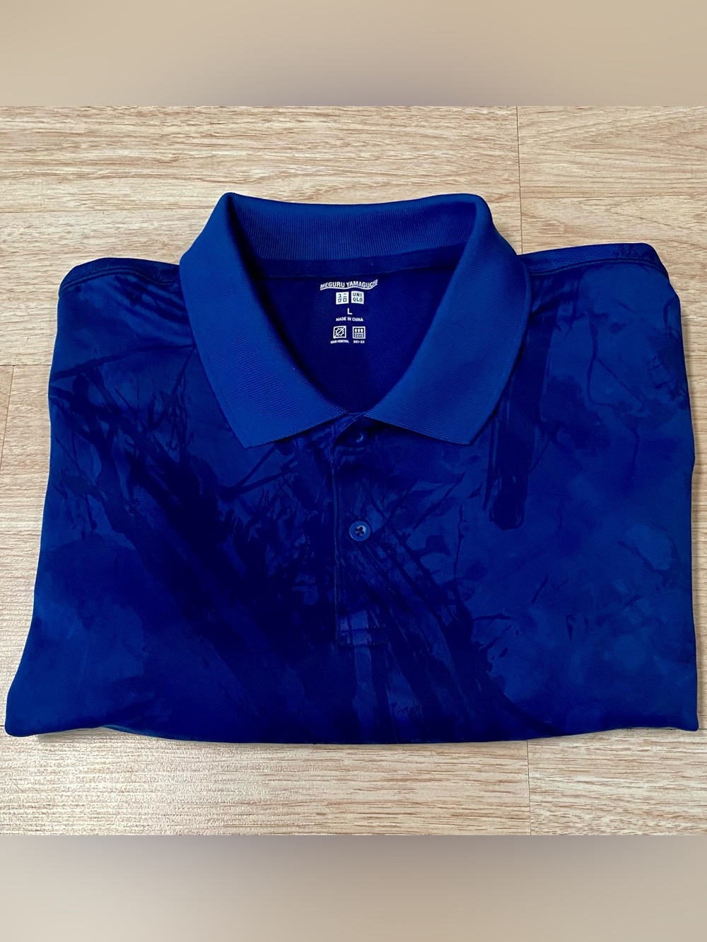 Uniqlo x Meguru Yamaguchi Polo Men’s Large Blue Short Sleeve Abstract Golf Shirt